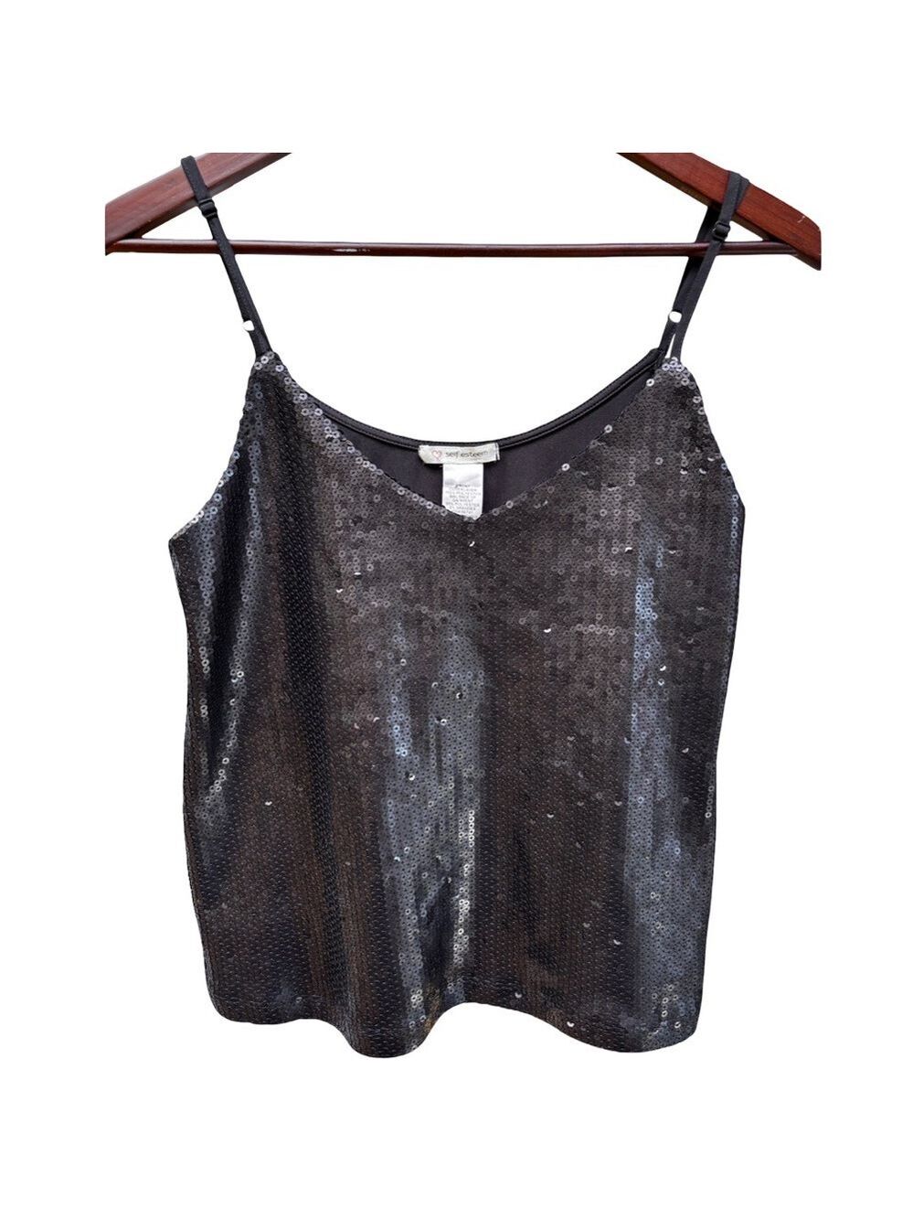 Black Sequin Cami Top Medium NWT